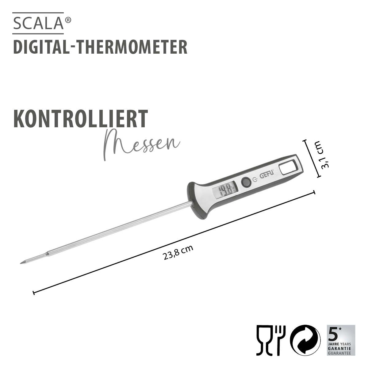 Digital-Thermometer Scala schwarz silber Edelstahl Kunststoff