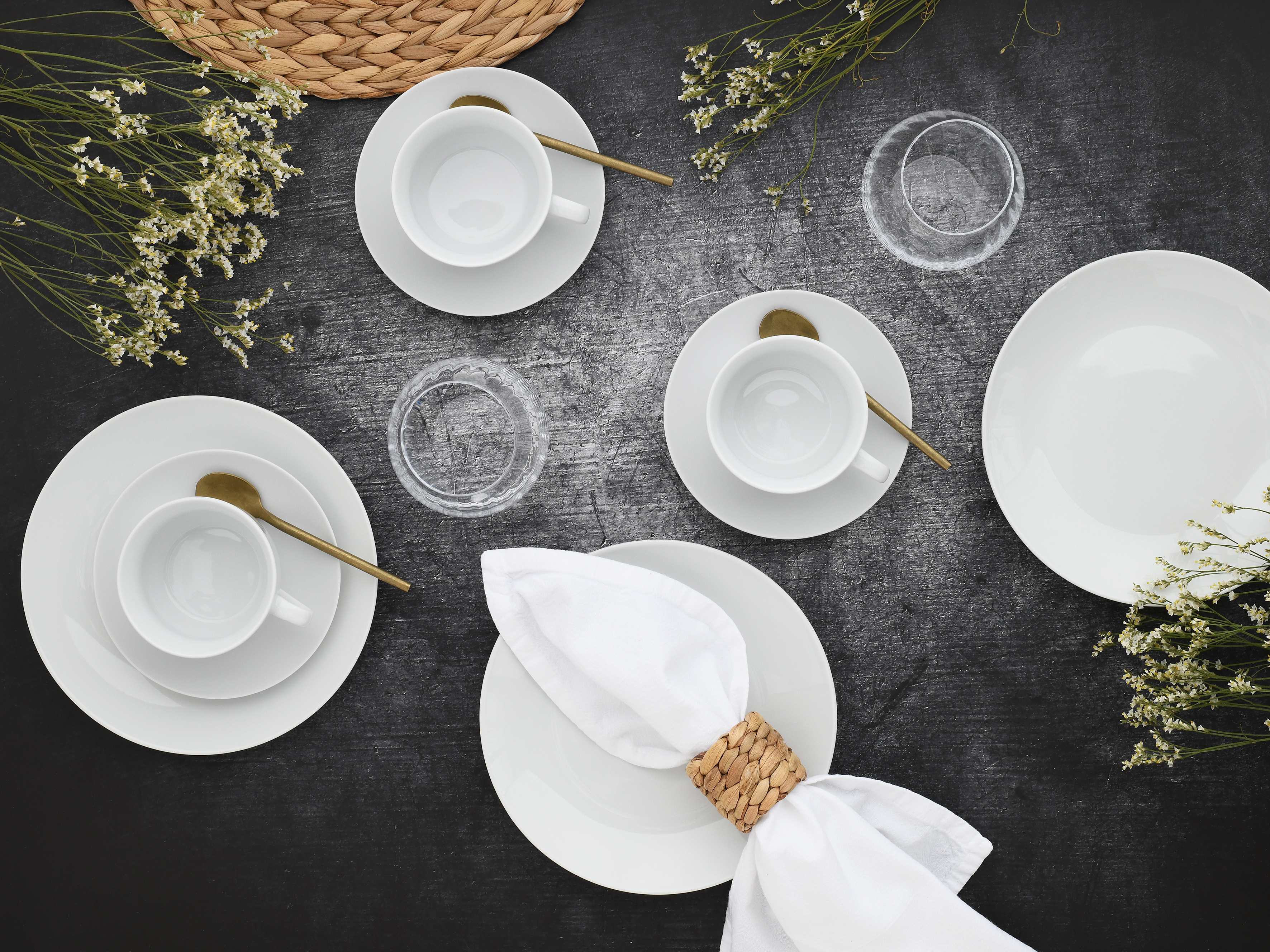 Kaffeeservice Set 18 Teilig Luna Weiß Porzellan