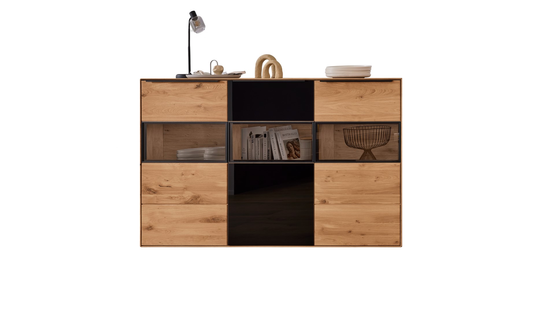 Highboard Interliving 2033 braun schwarz Eiche