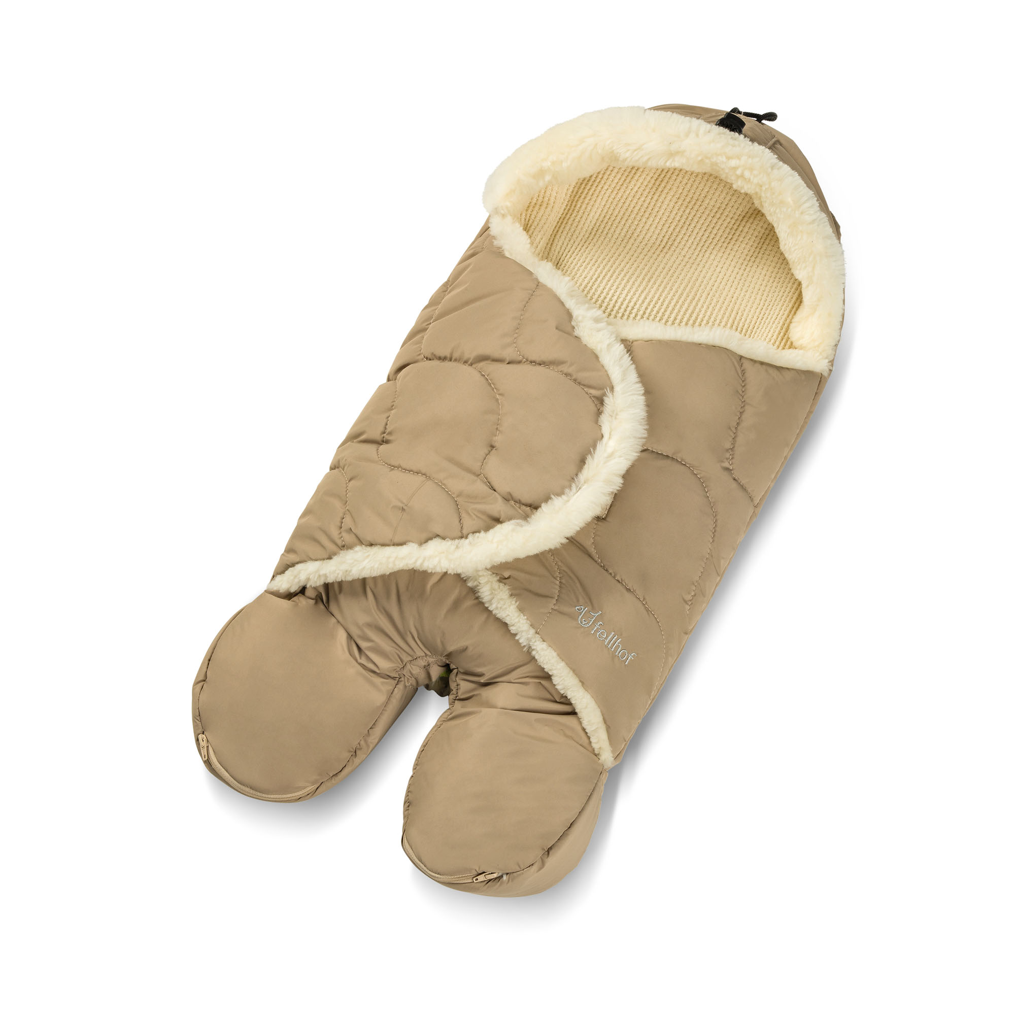 Coperta Winterberg beige in pelle di agnello merino cotone