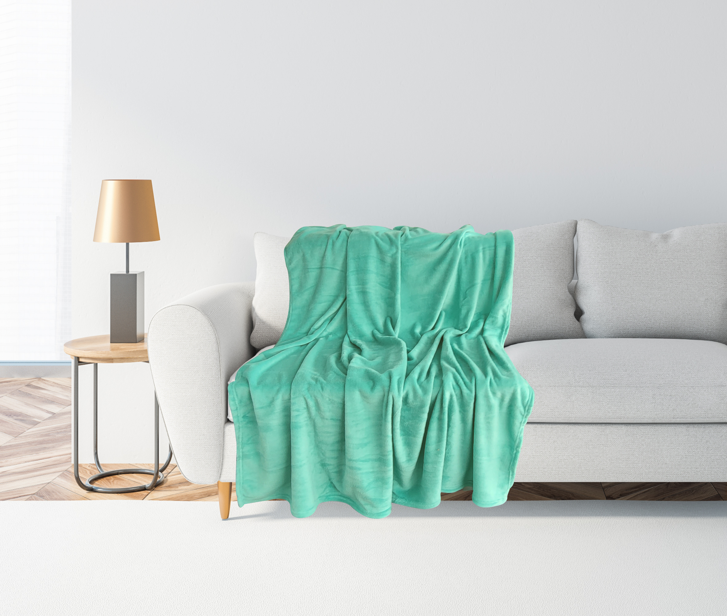 Accogliente coperta in poliestere verde chiaro