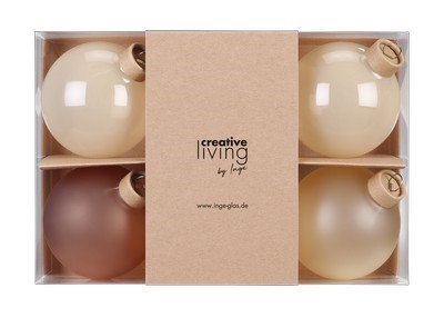 Weihnachtskugelset Cashmere beige Glas