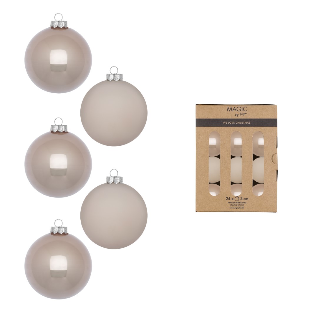 Weihnachtskugelset Fine Alabaster beige Glas