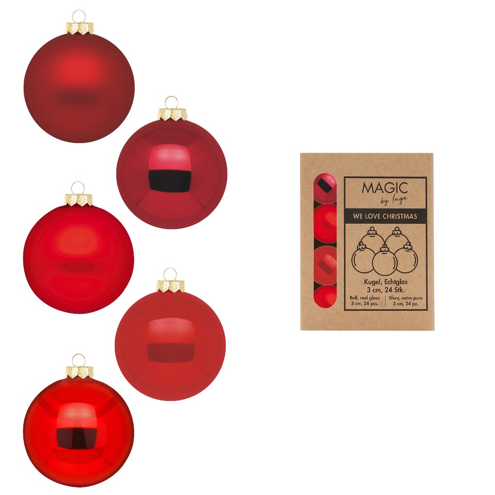 Weihnachtskugelset Ruby rot Glas