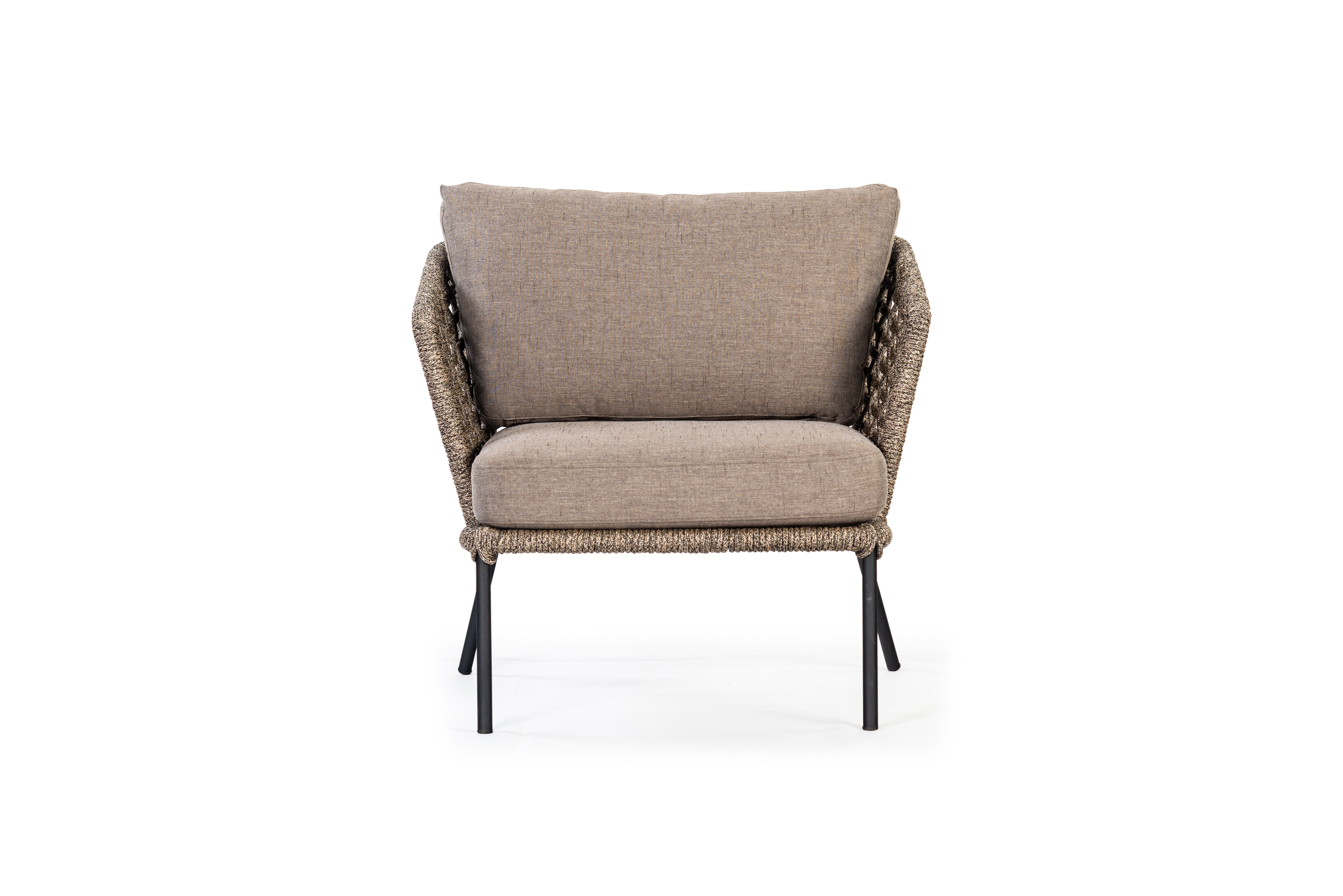 Outdoor Loungesessel MocoRope braun Stahl Stoff