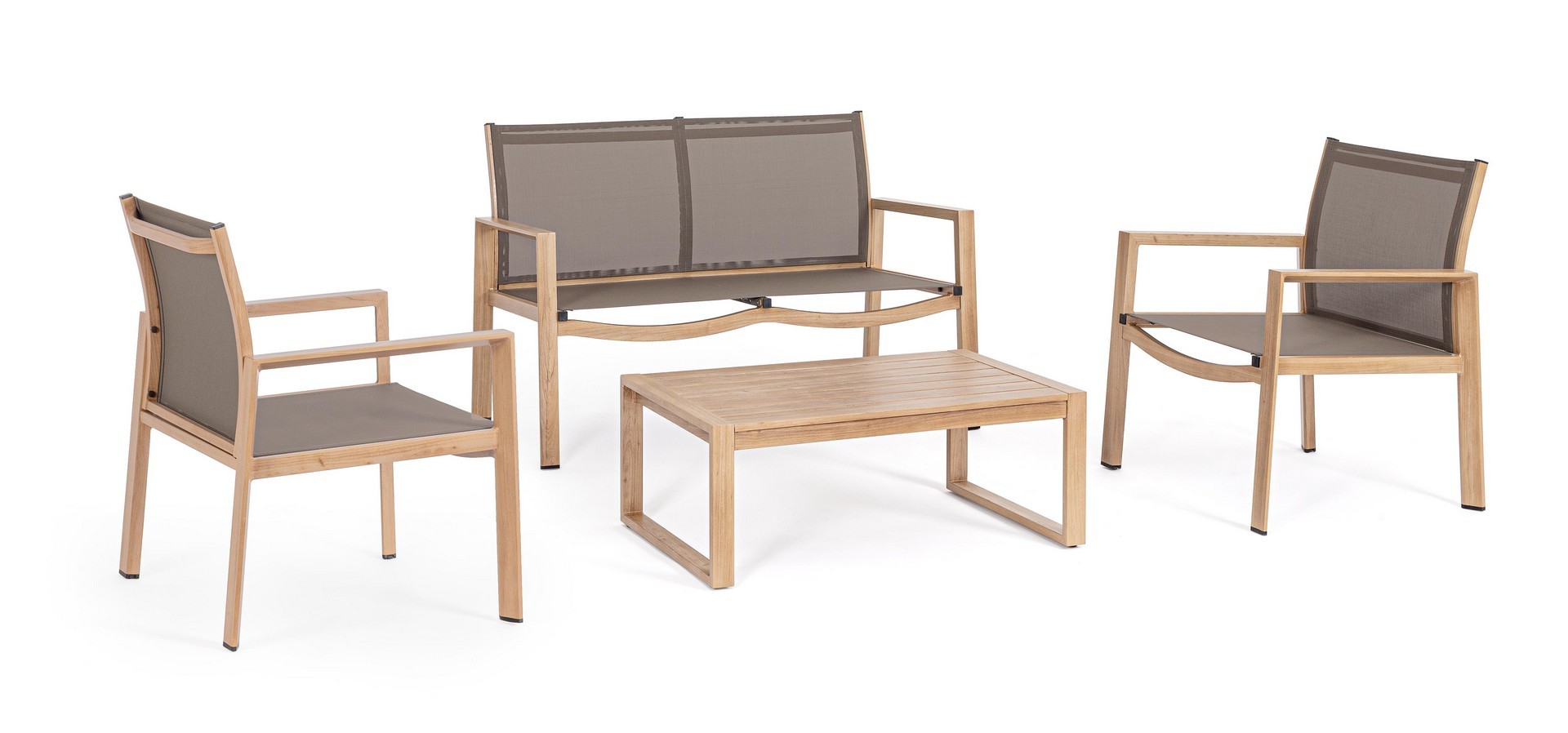 Outdoor Sitzlounge Set Kallen braun Aluminium Textilene