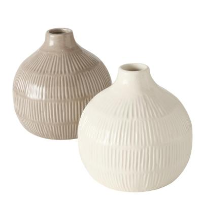 Vase Kaylee weiß beige Steingut