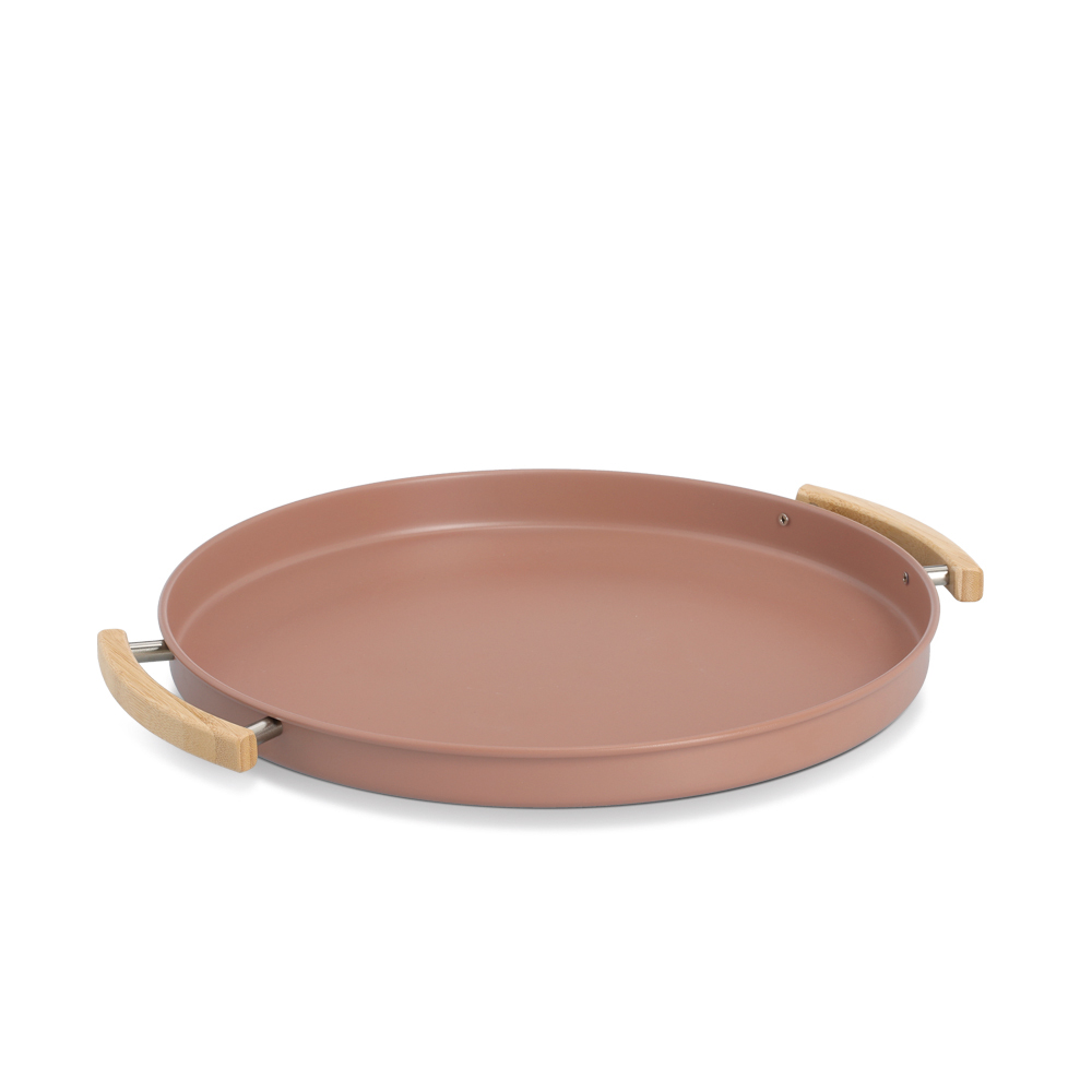 Serviertablett Metall/Gummibaum mocca