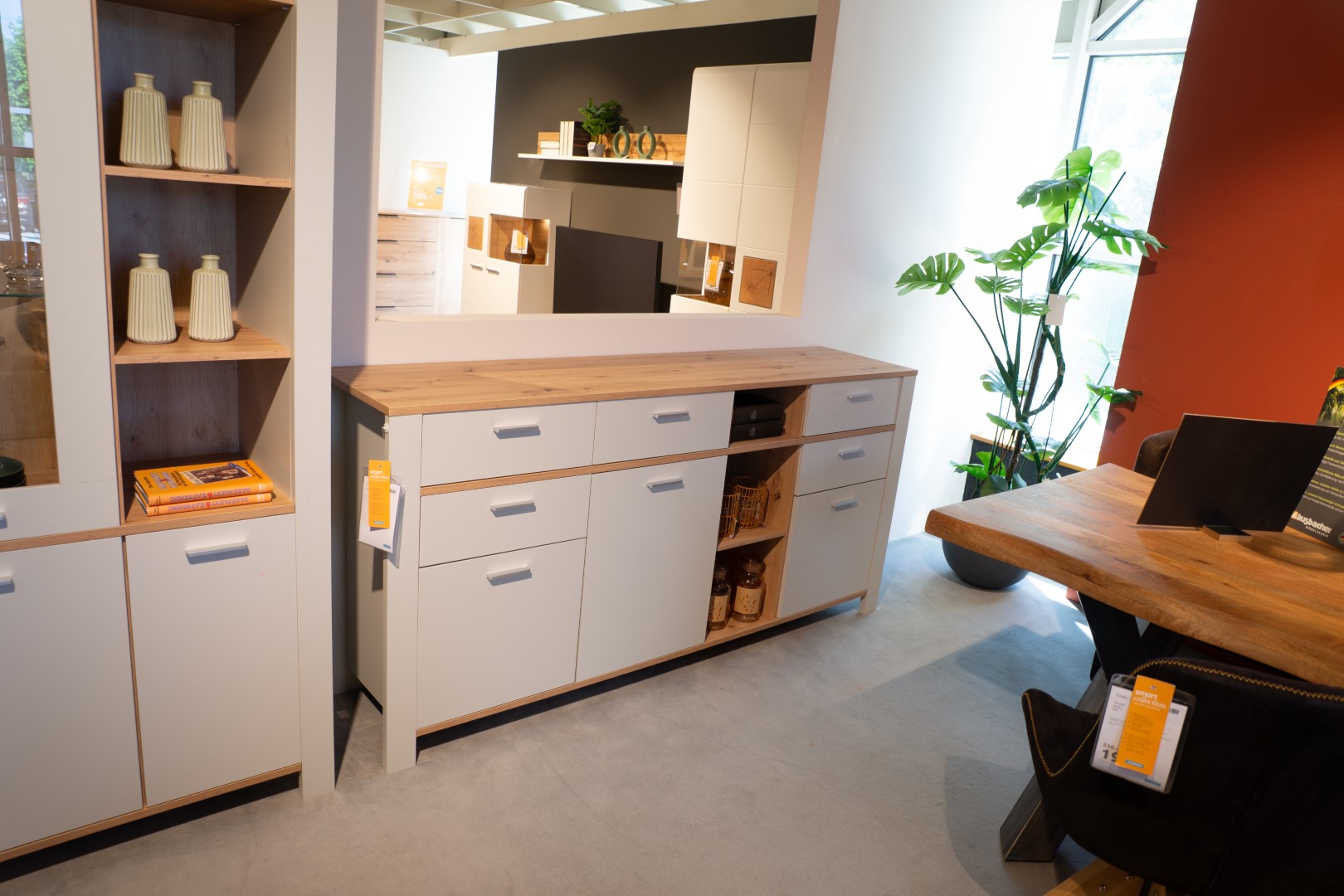Sideboard Nele Asteiche kreidegrau matt lackiert