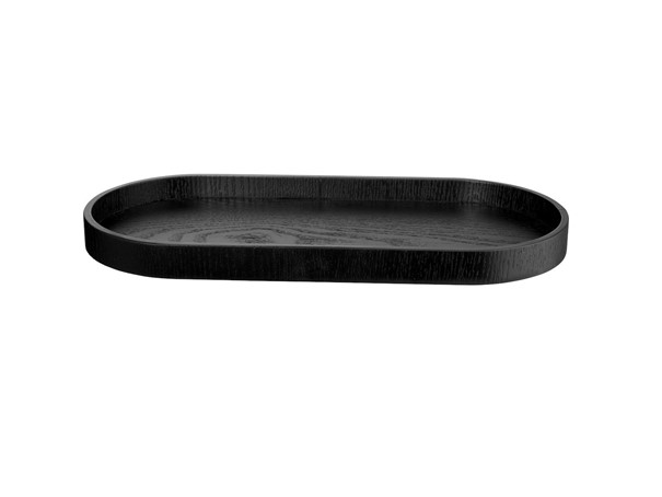 Holztablett oval Wood schwarz matt Natur