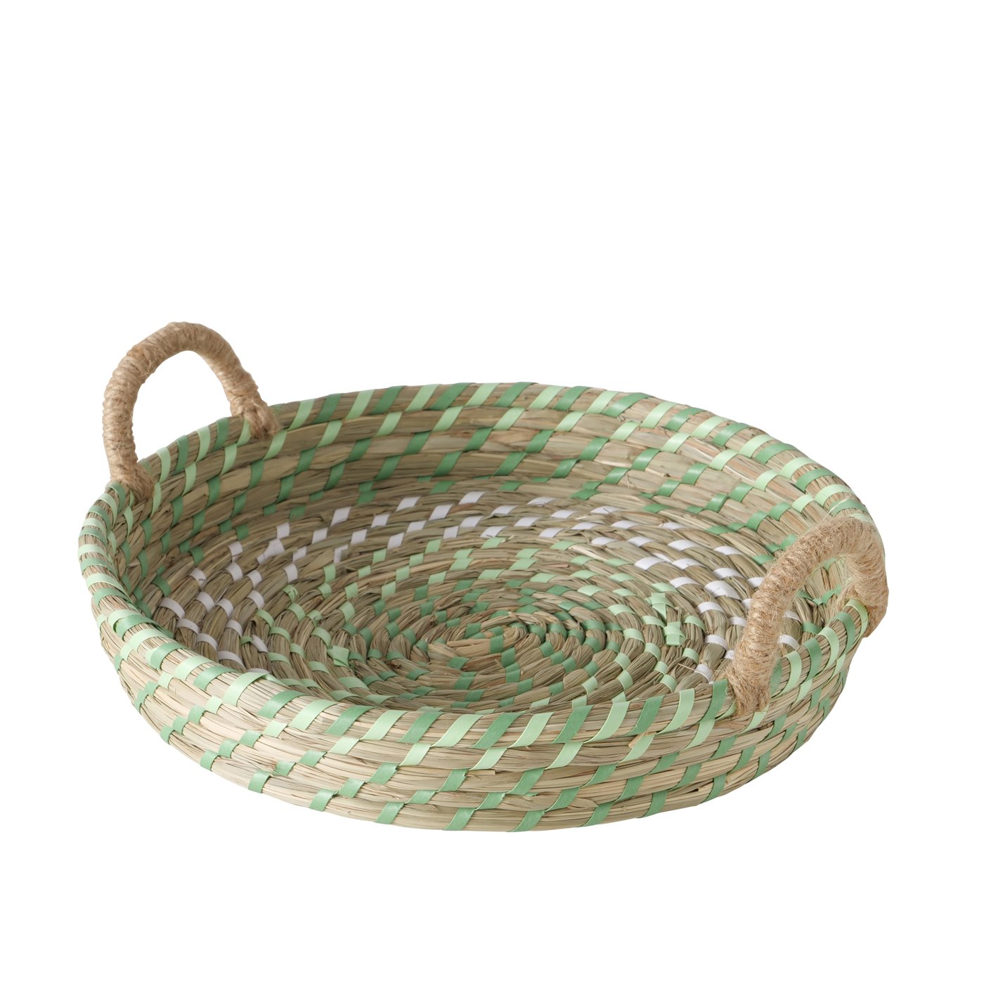 Tablett Panier grün weiß Kunststoff Stroh