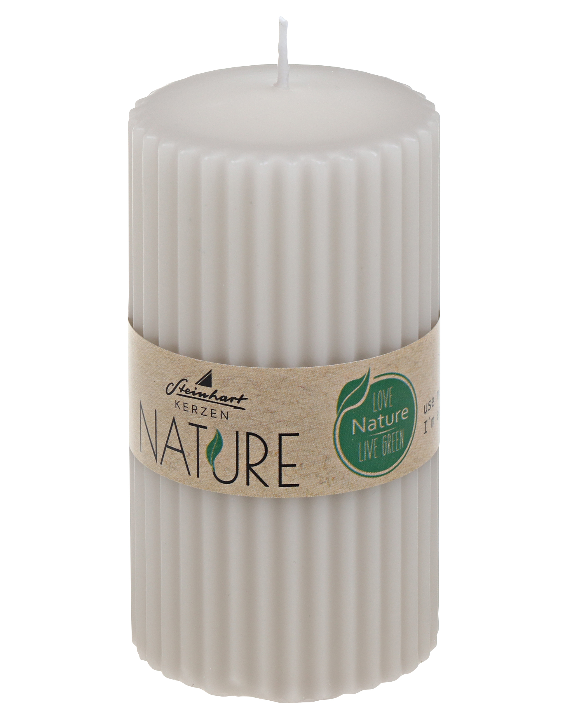 Kerze Nature Grau Wachs