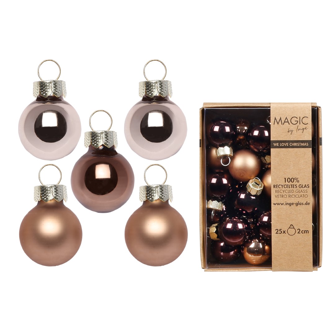 Weihnachtskugelset Elegant Lounge braun Glas