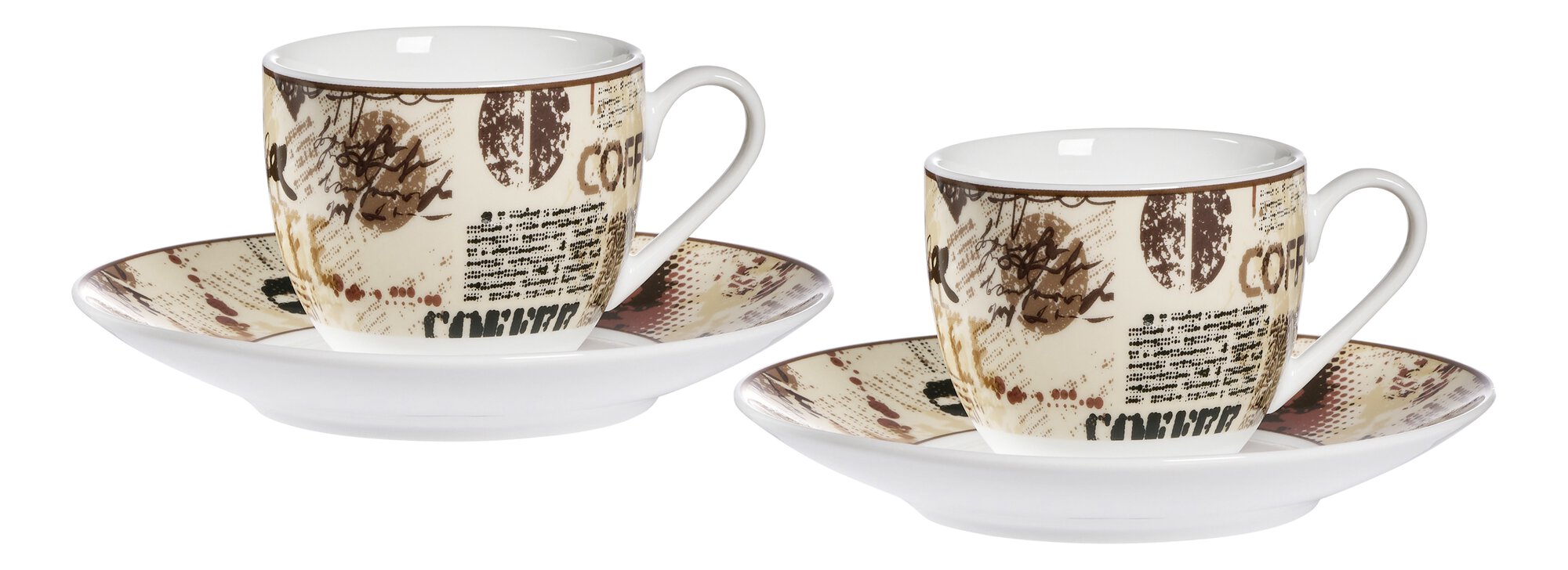Espresso-Set STANDARD Beige|Braun Porzellan