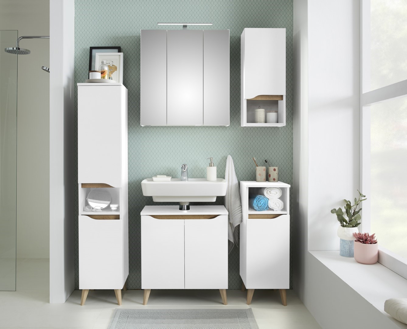 Badezimmermöbel Quickset weiß Holz