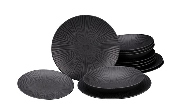 Tellerset 12-tlg VESUVIO Schwarz B29/H28/D0cm