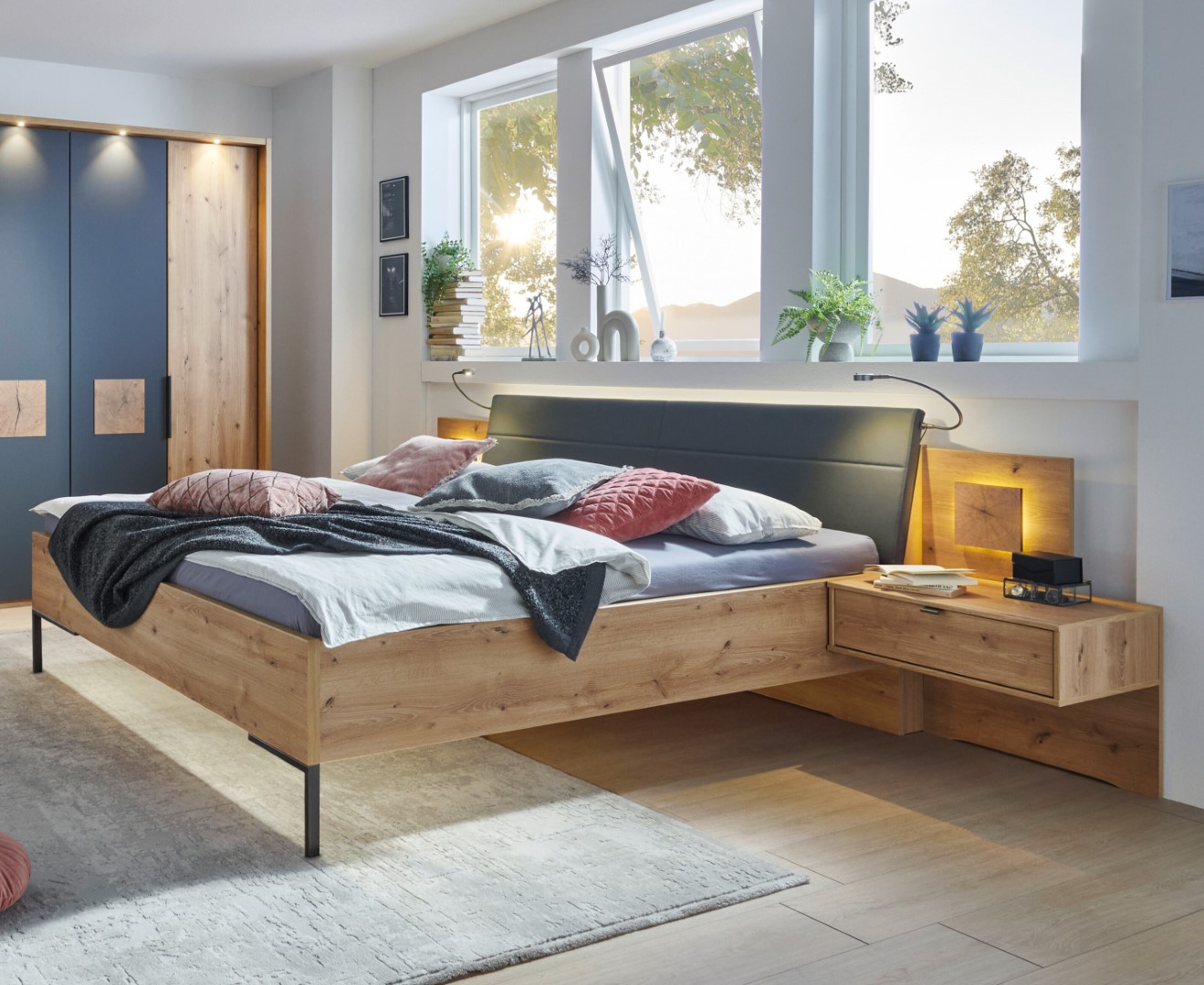 Letto Naxos marrone grigio legno