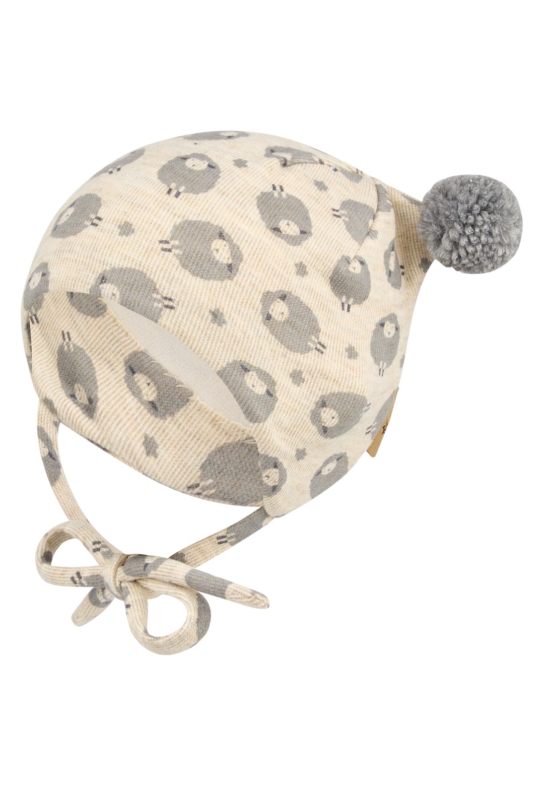 Berretto con pompon natura pecora unisex