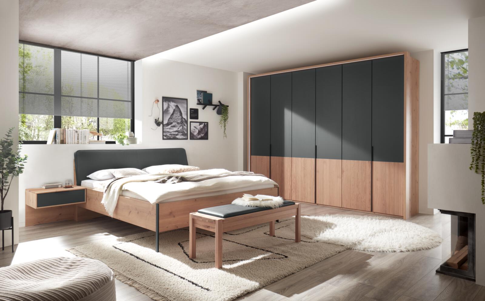 Schlafzimmer Valetta grau braun Holz