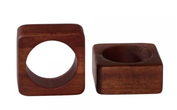 2er Set Serviettenringe Wood braun Akazie